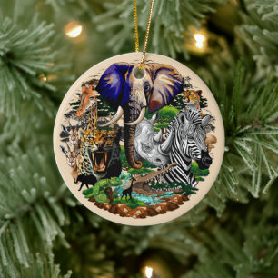 Wild African Savanna Animals Ceramic Ornament