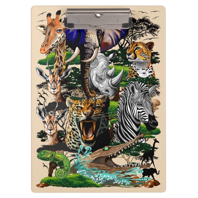 Wild African Savanna Animals Clipboard (Front)