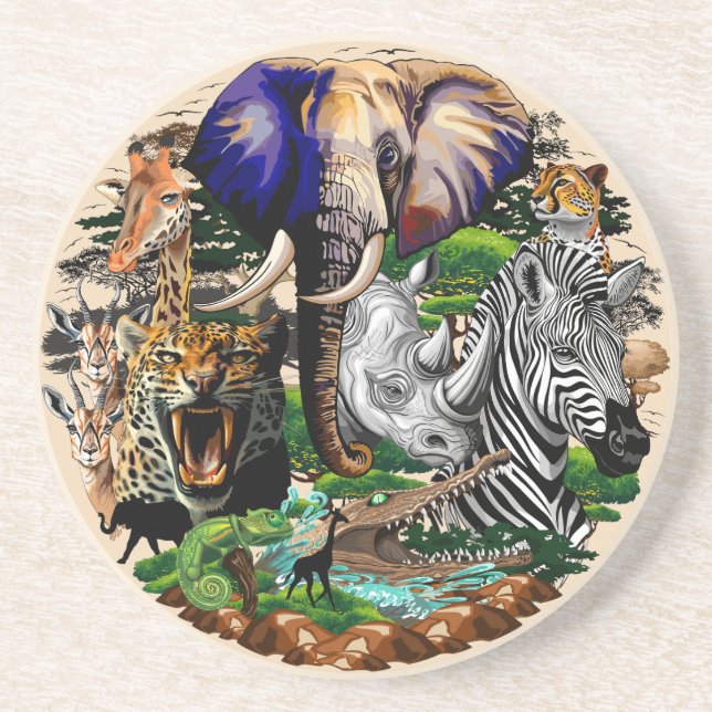 Wild African Savanna Animals Coaster (Front)