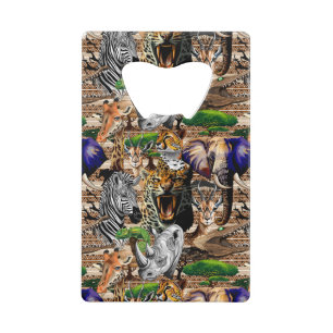 Wild African Savanna Animals Credit Card Bottle Opener