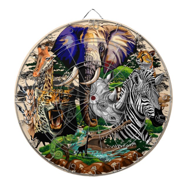 Wild African Savanna Animals Dart Board (Front)