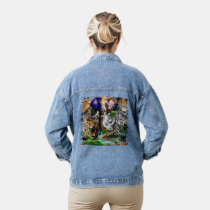 Wild African Savanna Animals Denim Jacket