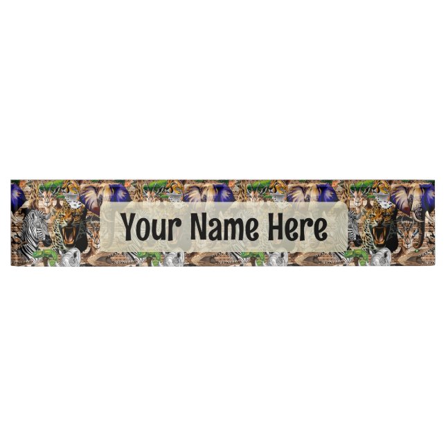 Wild African Savanna Animals Desk Name Plate (Front)