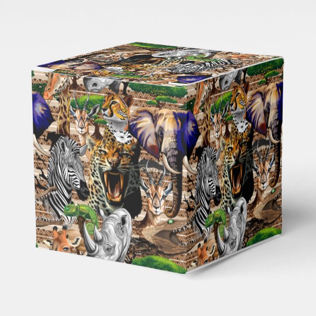 Wild African Savanna Animals Favor Boxes (Front Side)