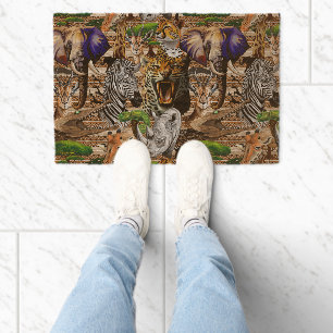 Wild African Savanna Animals Fiber Doormat