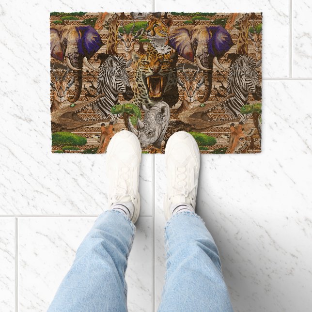 Wild African Savanna Animals Fiber Doormat (Insitu)