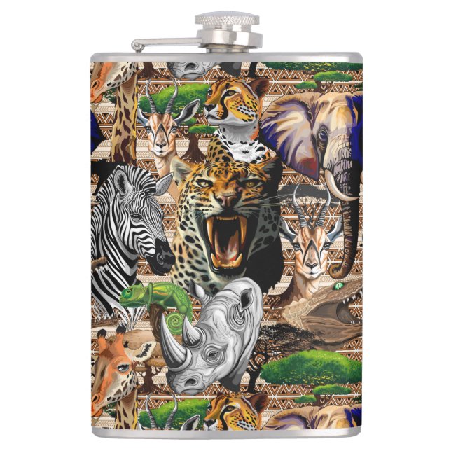 Wild African Savanna Animals Flask (Front)