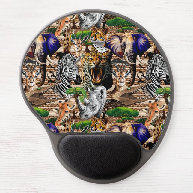 Wild African Savanna Animals Gel Mouse Pad (Front)