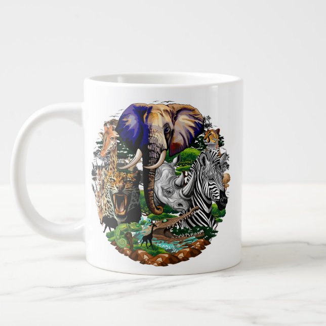Wild African Savanna Animals Giant Coffee Mug (Left)