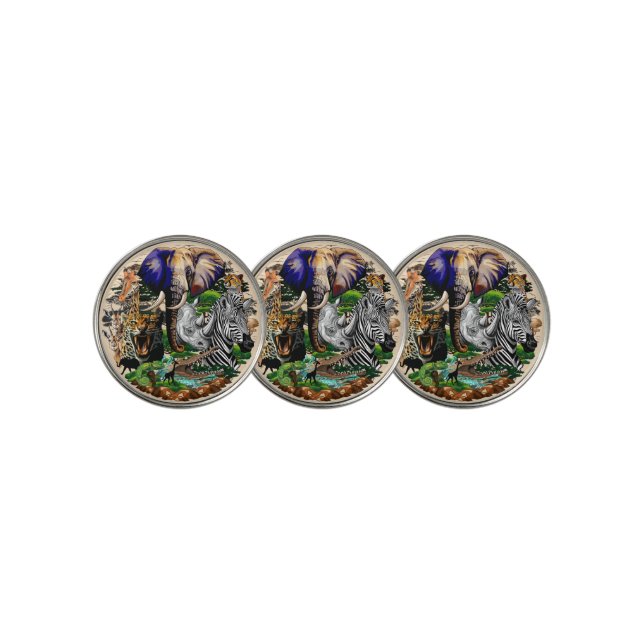 Wild African Savanna Animals Golf Ball Marker (3 Up)