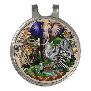 Wild African Savanna Animals Golf Hat Clip