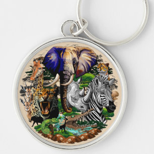Wild African Savanna Animals Keychain