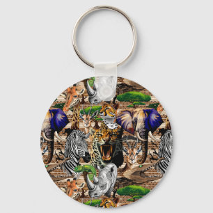 Wild African Savanna Animals Keychain