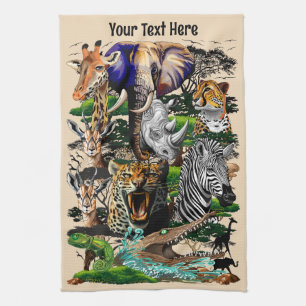 Wild African Savanna Animals Kitchen Towel