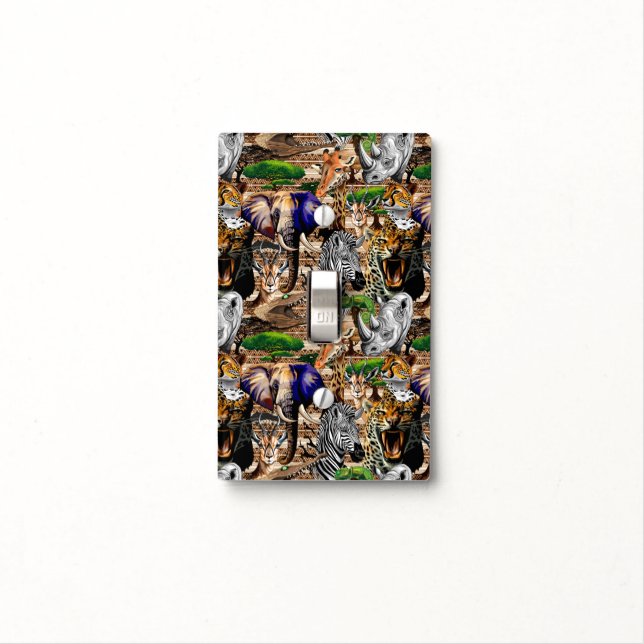 Wild African Savanna Animals Light Switch Cover (In Situ)