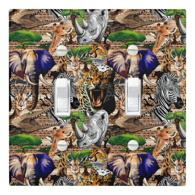 Wild African Savanna Animals Light Switch Cover (In Situ)