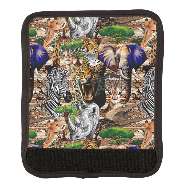 Wild African Savanna Animals Luggage Handle Wrap (Front)