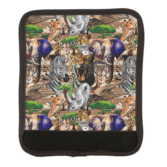 Wild African Savanna Animals Luggage Handle Wrap (Front)