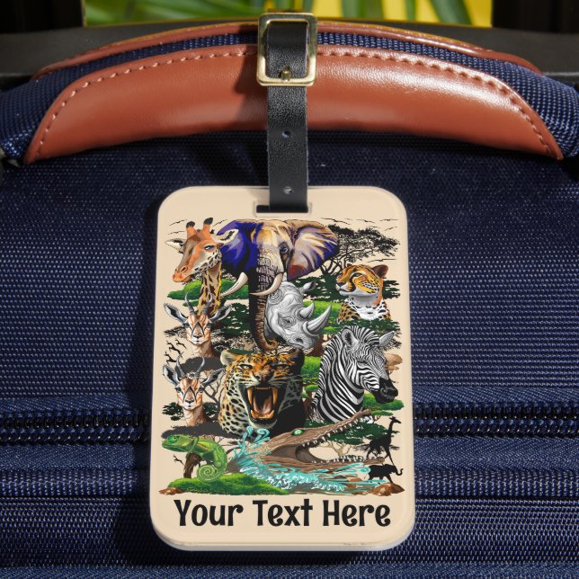 Wild African Savanna Animals Luggage Tag (Front Insitu 2)