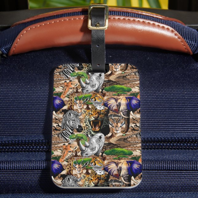 Wild African Savanna Animals Luggage Tag (Front Insitu 2)