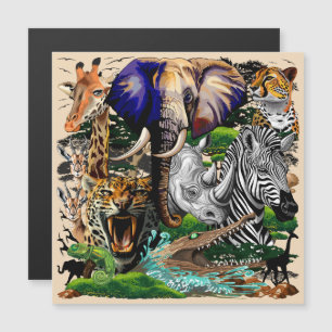Wild African Savanna Animals Magnetic Invitation
