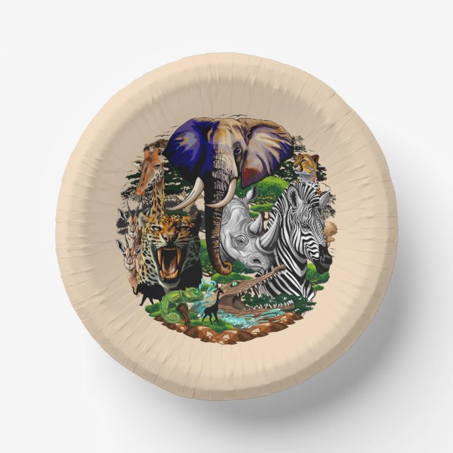Wild African Savanna Animals Paper Bowls (Front)