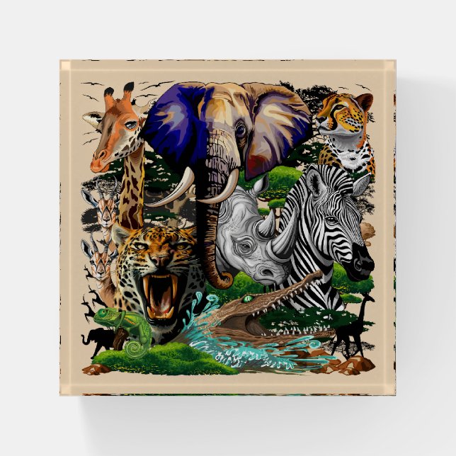 Wild African Savanna Animals Paperweight (Front)