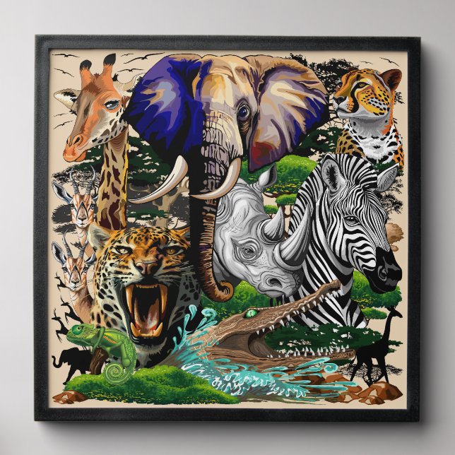 Wild African Savanna Animals Peel And Stick Photo Tile (Front Set)