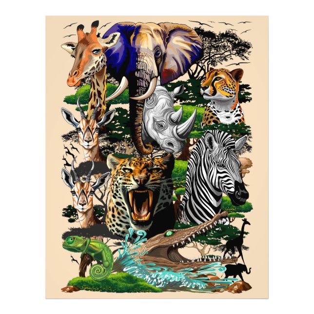 Wild African Savanna Animals Photo Print (Front)
