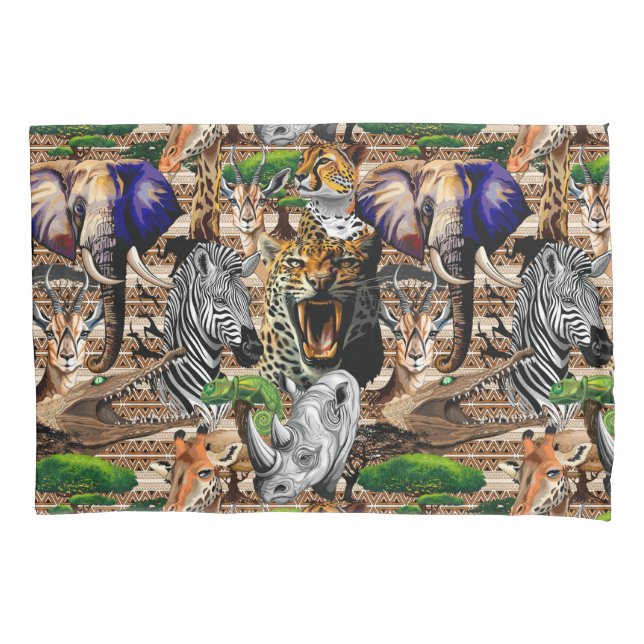 Wild African Savanna Animals Pillow Case (Front)