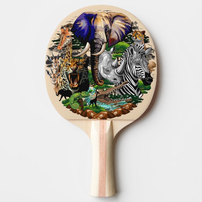 Wild African Savanna Animals Ping Pong Paddle (Front)