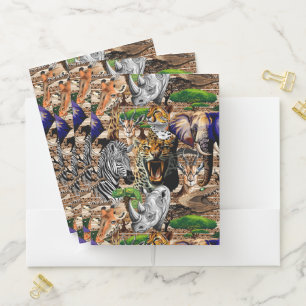 Wild African Savanna Animals Pocket Folder