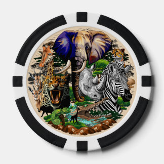 Wild African Savanna Animals Poker Chips