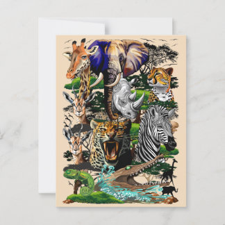 Wild African Savanna Animals Postcard