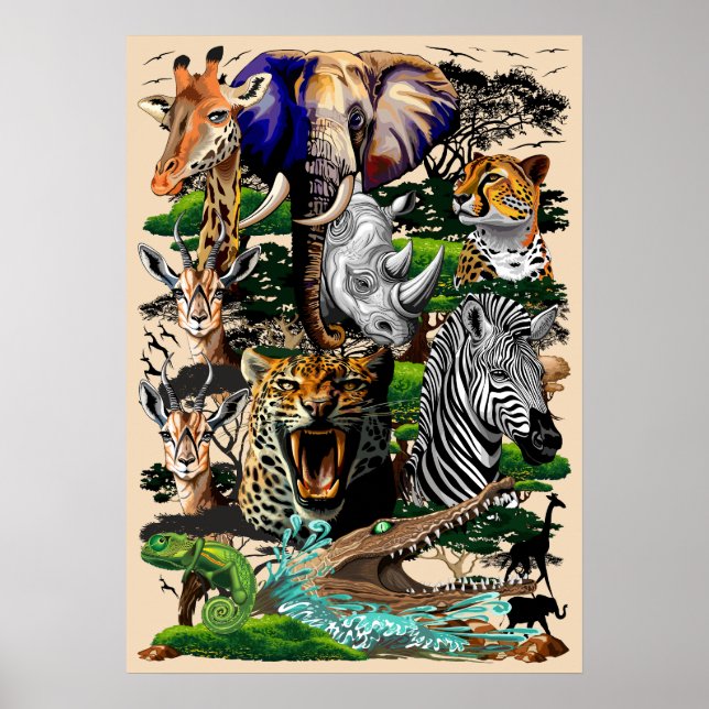 Wild African Savanna Animals Poster (Front)