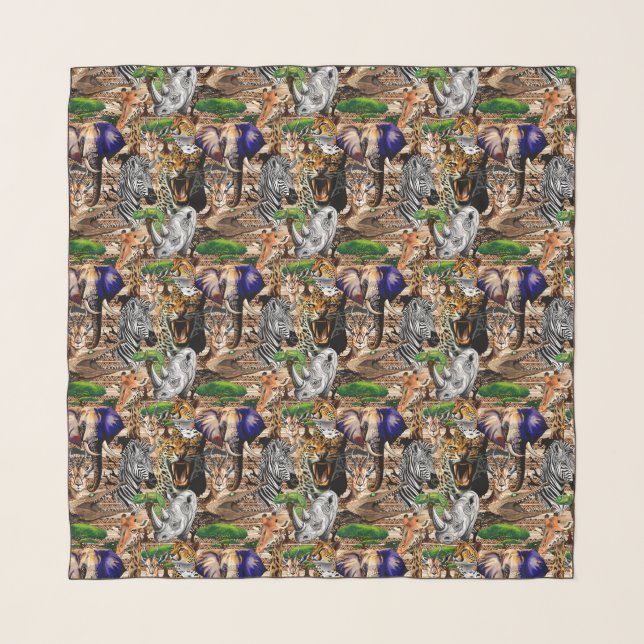 Wild African Savanna Animals Scarf (Front)