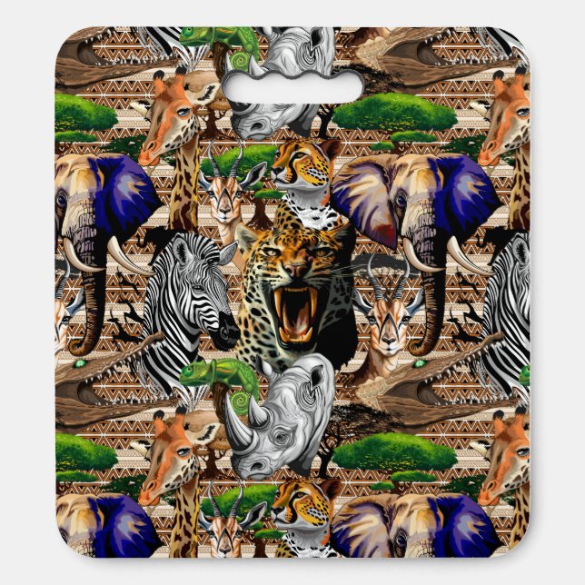 Wild African Savanna Animals Seat Cushion (Front Vertical)
