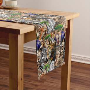 Wild African Savanna Animals Short Table Runner