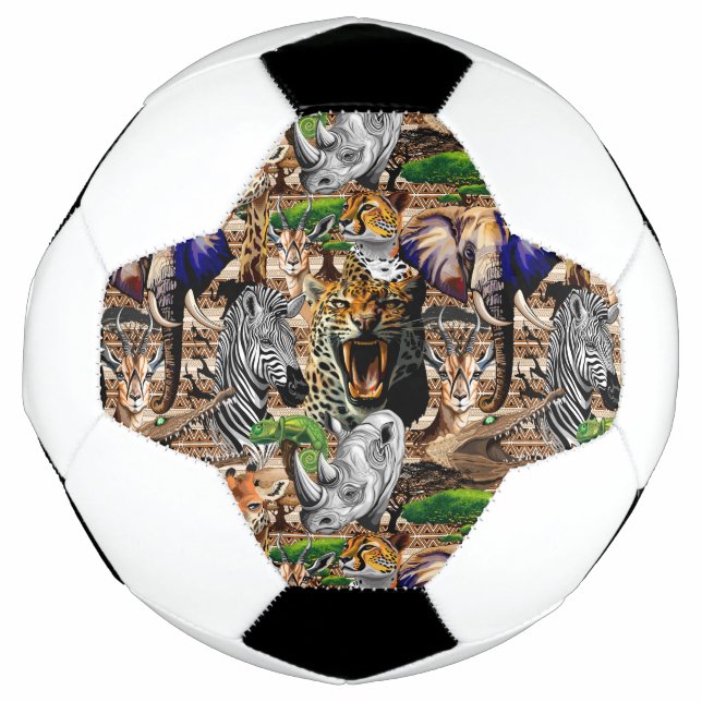Wild African Savanna Animals Soccer Ball (Front)