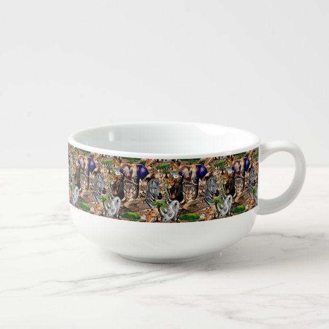 Wild African Savanna Animals Soup Mug (Left)