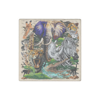 Wild African Savanna Animals Stone Magnet