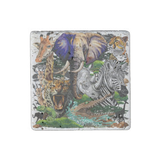 Wild African Savanna Animals Stone Magnet