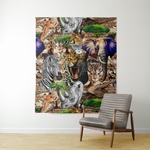 Wild African Savanna Animals Tapestry