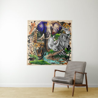 Wild African Savanna Animals Tapestry