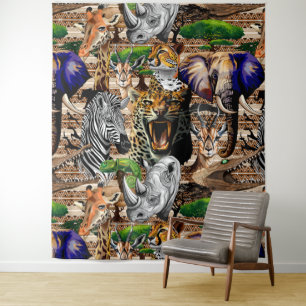 Wild African Savanna Animals Tapestry