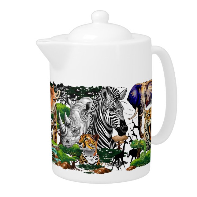 Wild African Savanna Animals Teapot (Right)