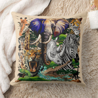 Wild African Savanna Animals Throw Pillow