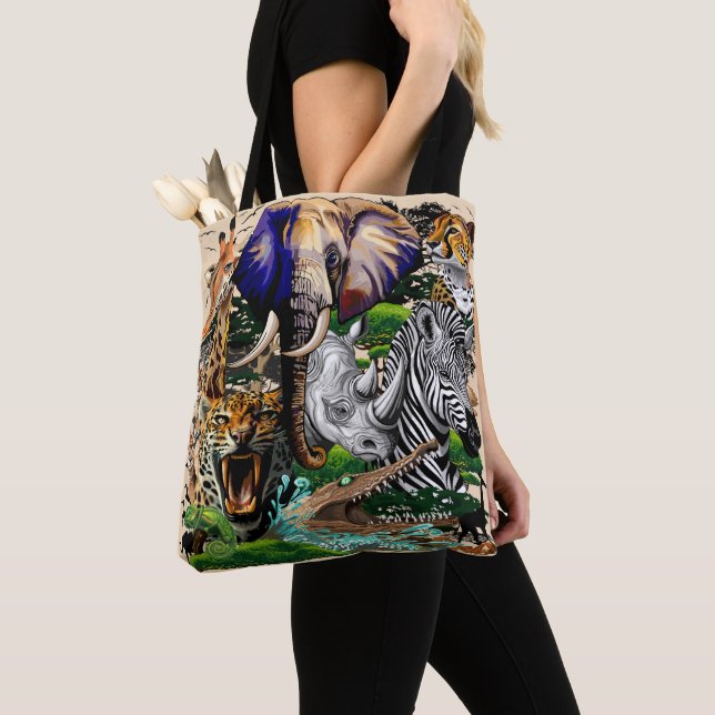Wild African Savanna Animals Tote Bag (Close Up)