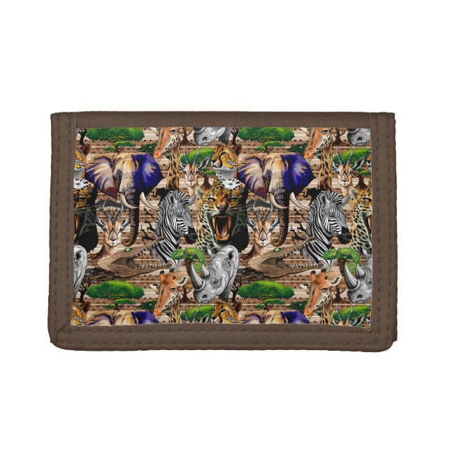 Wild African Savanna Animals Trifold Wallet (Front)