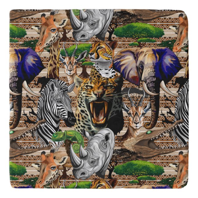 Wild African Savanna Animals Trivet (Front)